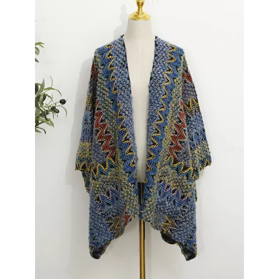 Casual Loose Patchwork Shawl&Cloak