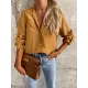 Trendy Long Sleeves Solid Color Lapel Collar Blouses