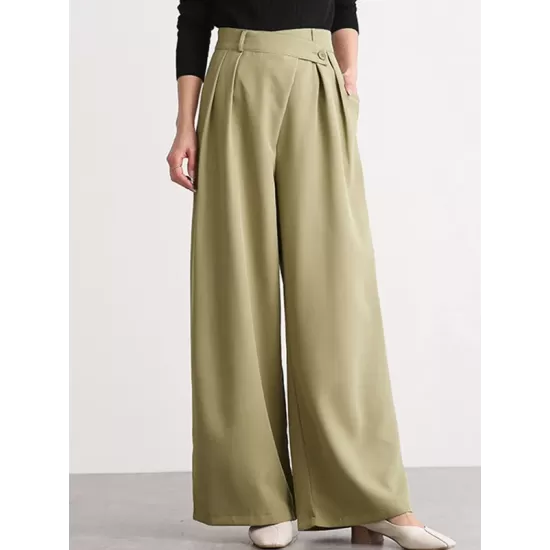 Casual Wide Leg Loose Solid Color Pants Bottoms