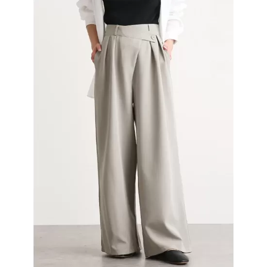 Casual Wide Leg Loose Solid Color Pants Bottoms