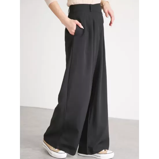 Casual Wide Leg Loose Solid Color Pants Bottoms