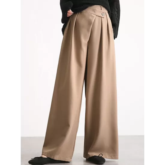 Casual Wide Leg Loose Solid Color Pants Bottoms