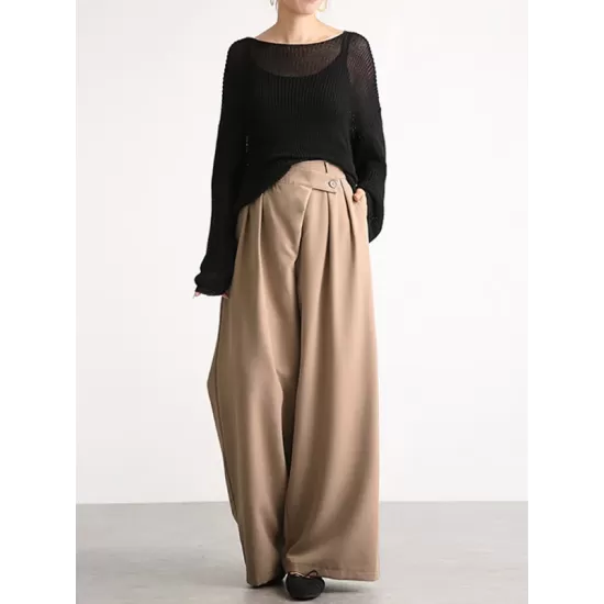 Casual Wide Leg Loose Solid Color Pants Bottoms