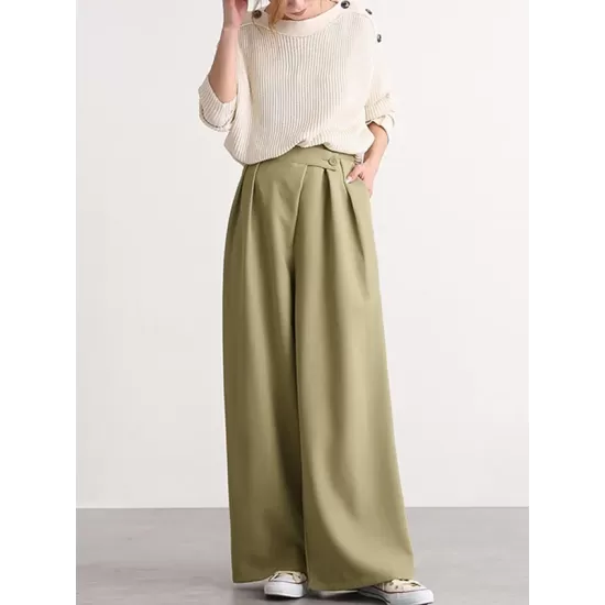 Casual Wide Leg Loose Solid Color Pants Bottoms