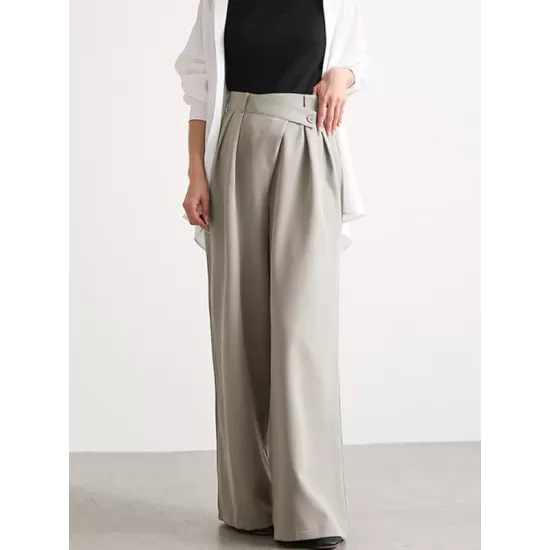 Casual Wide Leg Loose Solid Color Pants Bottoms