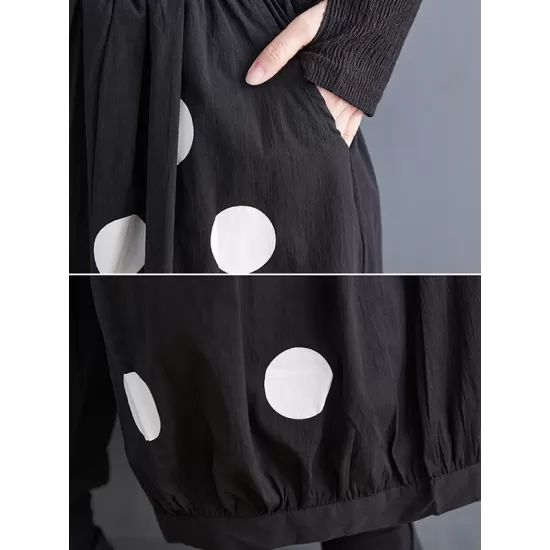 Original Creation Loose Wide Leg Polka-Dot Casual Pants Bottoms