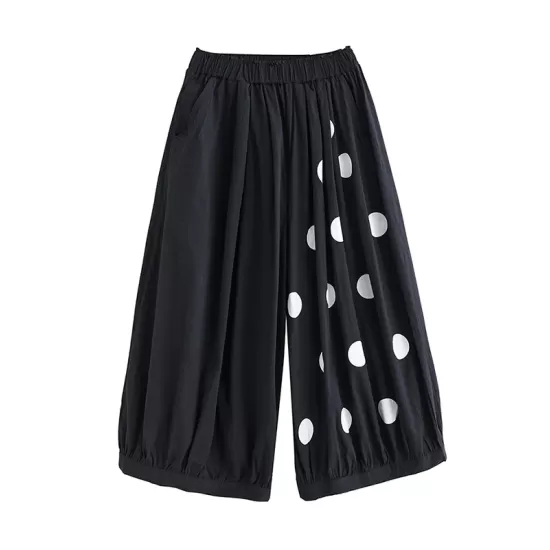 Original Creation Loose Wide Leg Polka-Dot Casual Pants Bottoms