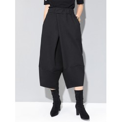 Cool Wide Leg Loose Solid Color Casual Three-Quarter Pants Bottoms