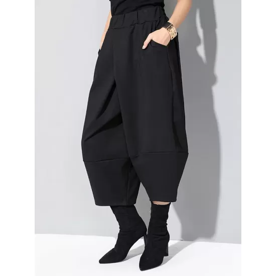 Cool Wide Leg Loose Solid Color Casual Three-Quarter Pants Bottoms