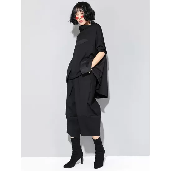 Cool Wide Leg Loose Solid Color Casual Three-Quarter Pants Bottoms