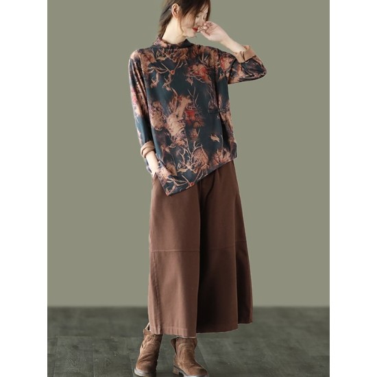 Simple Wide Leg Loose Solid Color Casual Pants Bottoms