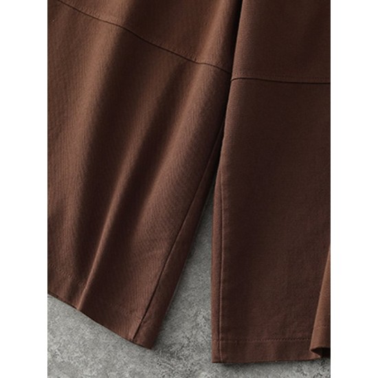 Simple Wide Leg Loose Solid Color Casual Pants Bottoms