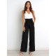 Simple Loose Wide Leg Solid Color Casual Pants Bottoms