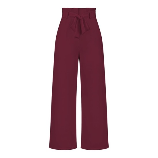 Simple Loose Wide Leg Solid Color Casual Pants Bottoms