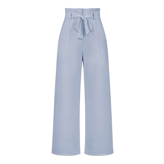 Simple Loose Wide Leg Solid Color Casual Pants Bottoms