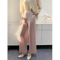 Simple Wide Leg Loose Pleated Solid Color Casual Pants Bottoms