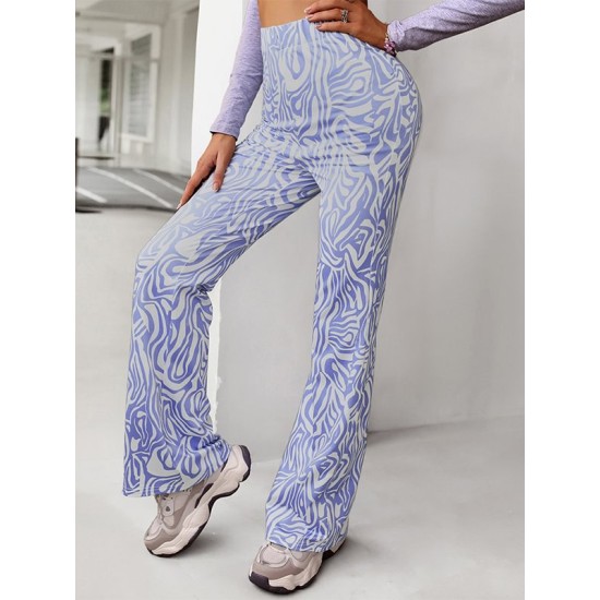 Casual High Waisted Wrap Animal Printed Pants Bottoms