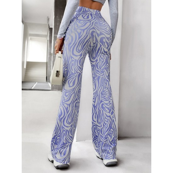 Casual High Waisted Wrap Animal Printed Pants Bottoms