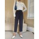 Simple Column Solid Color Casual Ninth Pants Bottoms