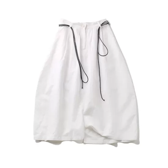 Loose White Linen Split-side Harem Pants