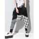 Loose Plaid Split-joint Harem Pants