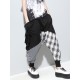 Loose Plaid Split-joint Harem Pants