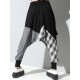 Loose Plaid Split-joint Harem Pants