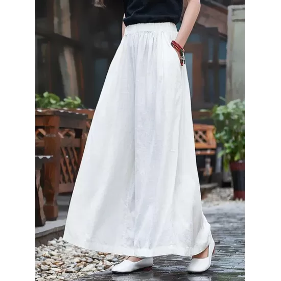 Loose Wide-leg Linen Pants