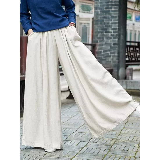 Loose Wide-leg Linen Pants