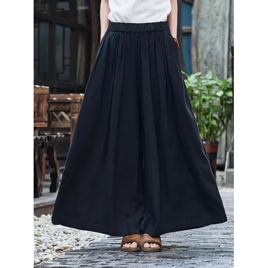 Loose Wide-leg Linen Pants