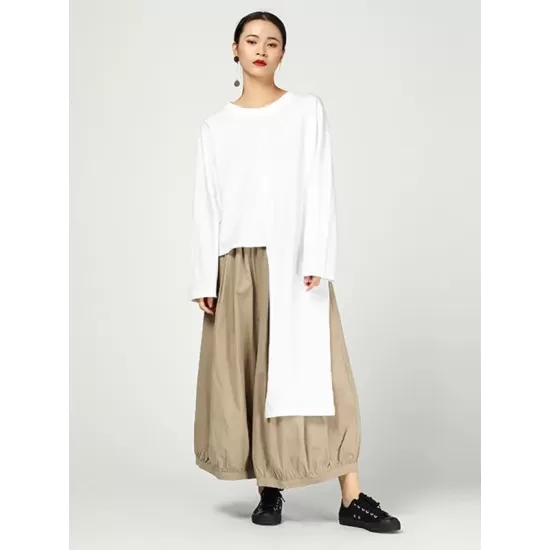 Vintage Ramie Cotton Wide Leg Pants