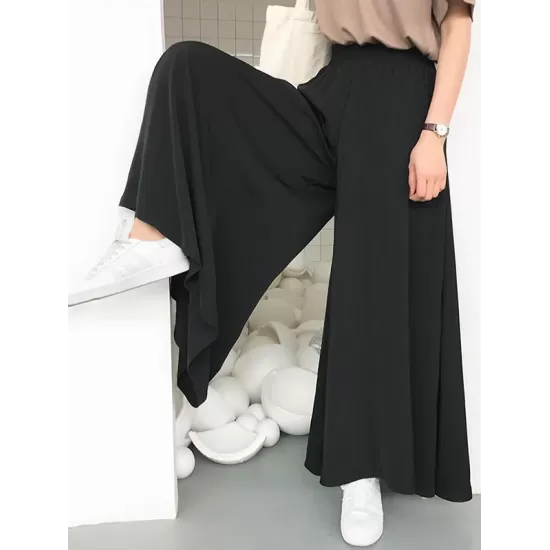 Original Solid Column Wide Leg Pants