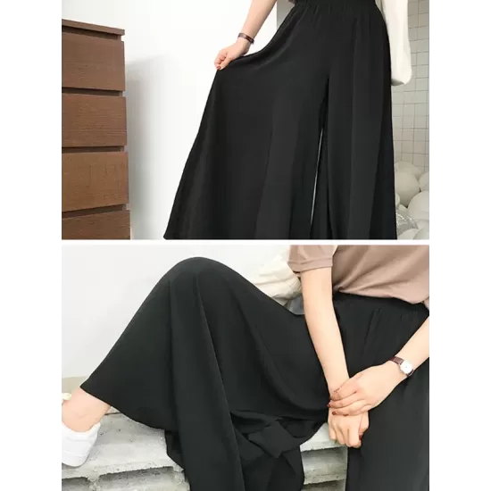 Original Solid Column Wide Leg Pants