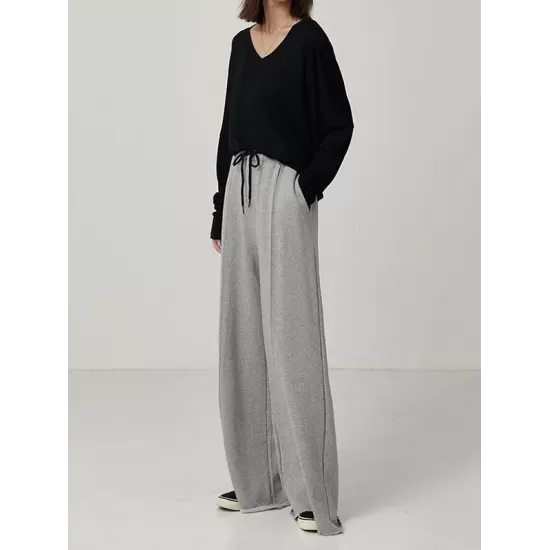 Casual Solid Column Wide Leg Pants