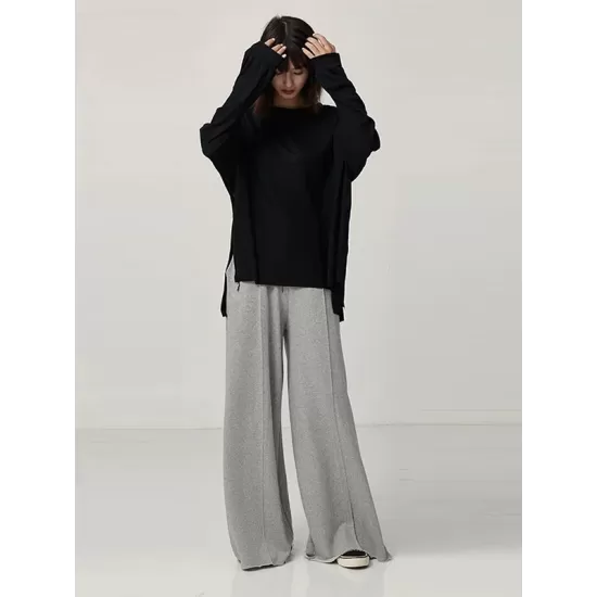 Casual Solid Column Wide Leg Pants