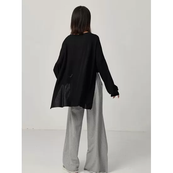 Casual Solid Column Wide Leg Pants