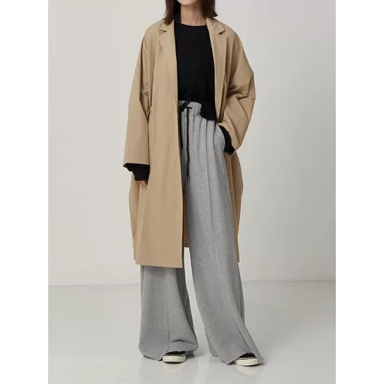 Casual Solid Column Wide Leg Pants