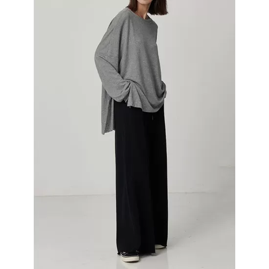 Casual Solid Column Wide Leg Pants