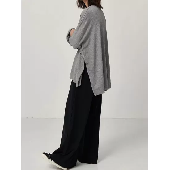 Casual Solid Column Wide Leg Pants