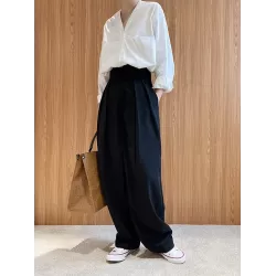 Loose Wide-Leg Velcro Suit Pants