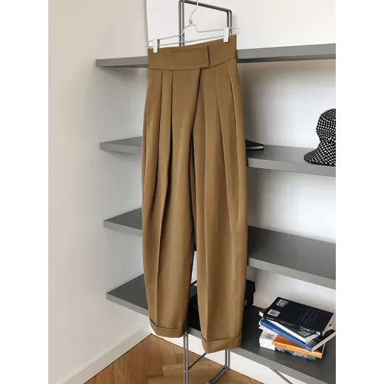 Loose Wide-Leg Velcro Suit Pants