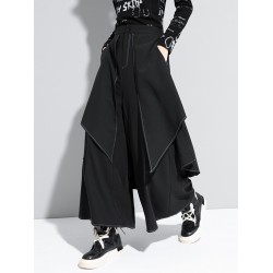 Loose False-Two Split-Joint Wide-Leg Pants