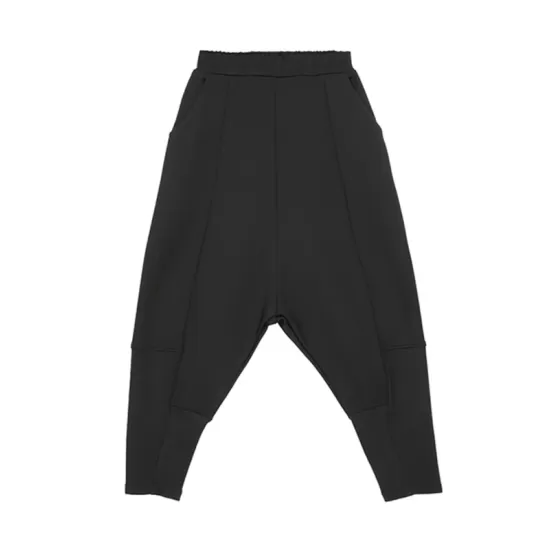 Stylish Black Velvet Split-Joint Harem Pants