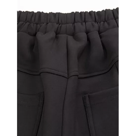 Stylish Black Velvet Split-Joint Harem Pants