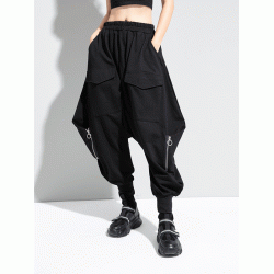 Zipper Original Simple Loose Solid Harem Pants