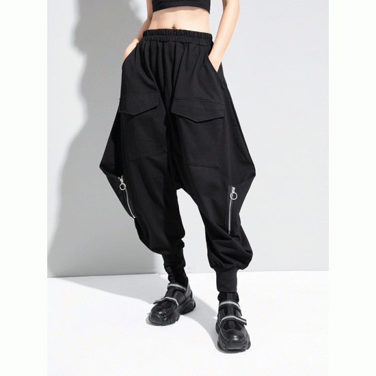 Zipper Original Simple Loose Solid Harem Pants