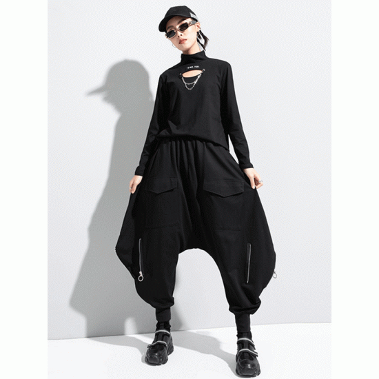 Zipper Original Simple Loose Solid Harem Pants