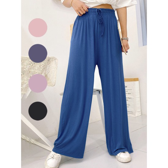 Solid Color Loose Modal Wide-Leg Casual Pants