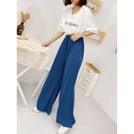 Solid Color Loose Modal Wide-Leg Casual Pants