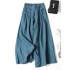 Solid Color Ramie Cotton Plus Size Loose Ninth Wide-Leg Pants